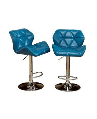 of 2 Adjustable Swivel Bar Stools with Diamond-Tufted Faux Leather Seats, Footrest, and Chrome Base for Kitchen or Home Bar