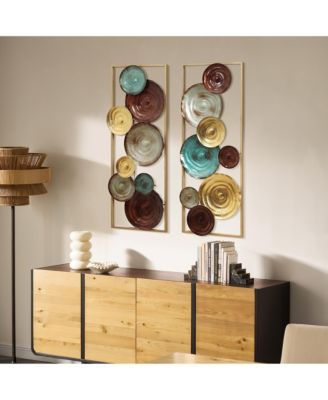 2-Piece Multi-Color Gems Abstract Metal Wall Decor Set