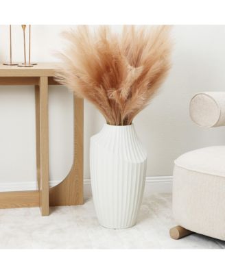 White MgO Modern Abstract Sculpture 20-Inch Tall Vase