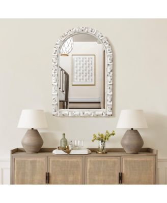 Distressed White Arch Rectangle 36-Inch Tall Wall Mirror, Accent and Vanity