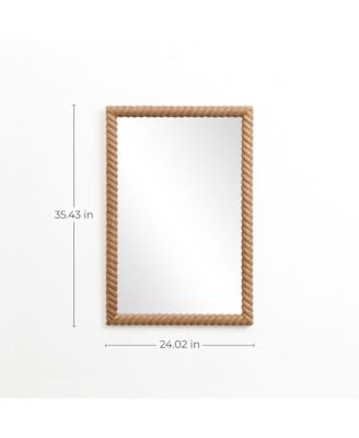 Beech Wood Frame Rectangle 35.4-Inch Tall Wall Mirror, Accent and Vanity