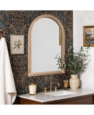 Bamboo Frame Arch Rectangle Accent Wall and Vanity Wall Mirror