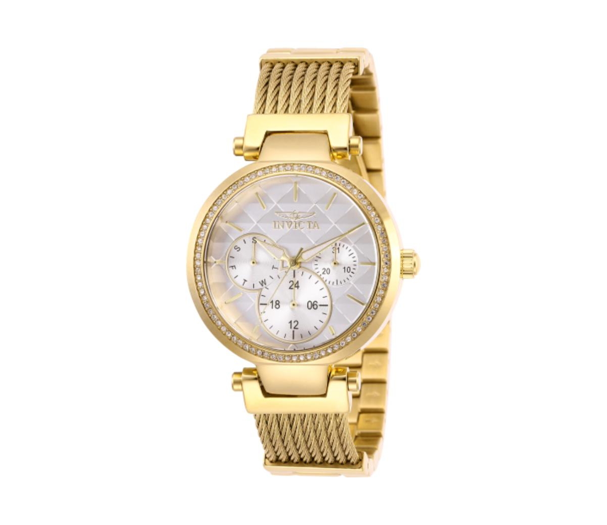 Women's 28917 Angel Quartz Chronograph White Dial Watch - Gold