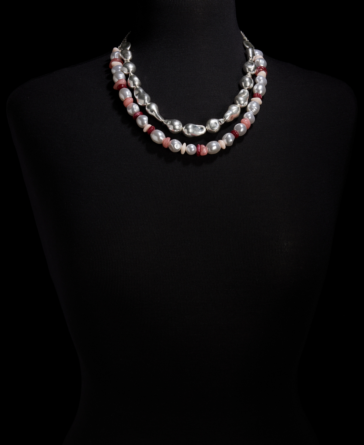 Style & Co Imitation Pearl & Bead Layered Statement Necklace, 18" + 3" Extender, Macy's Exclusive In Multi
