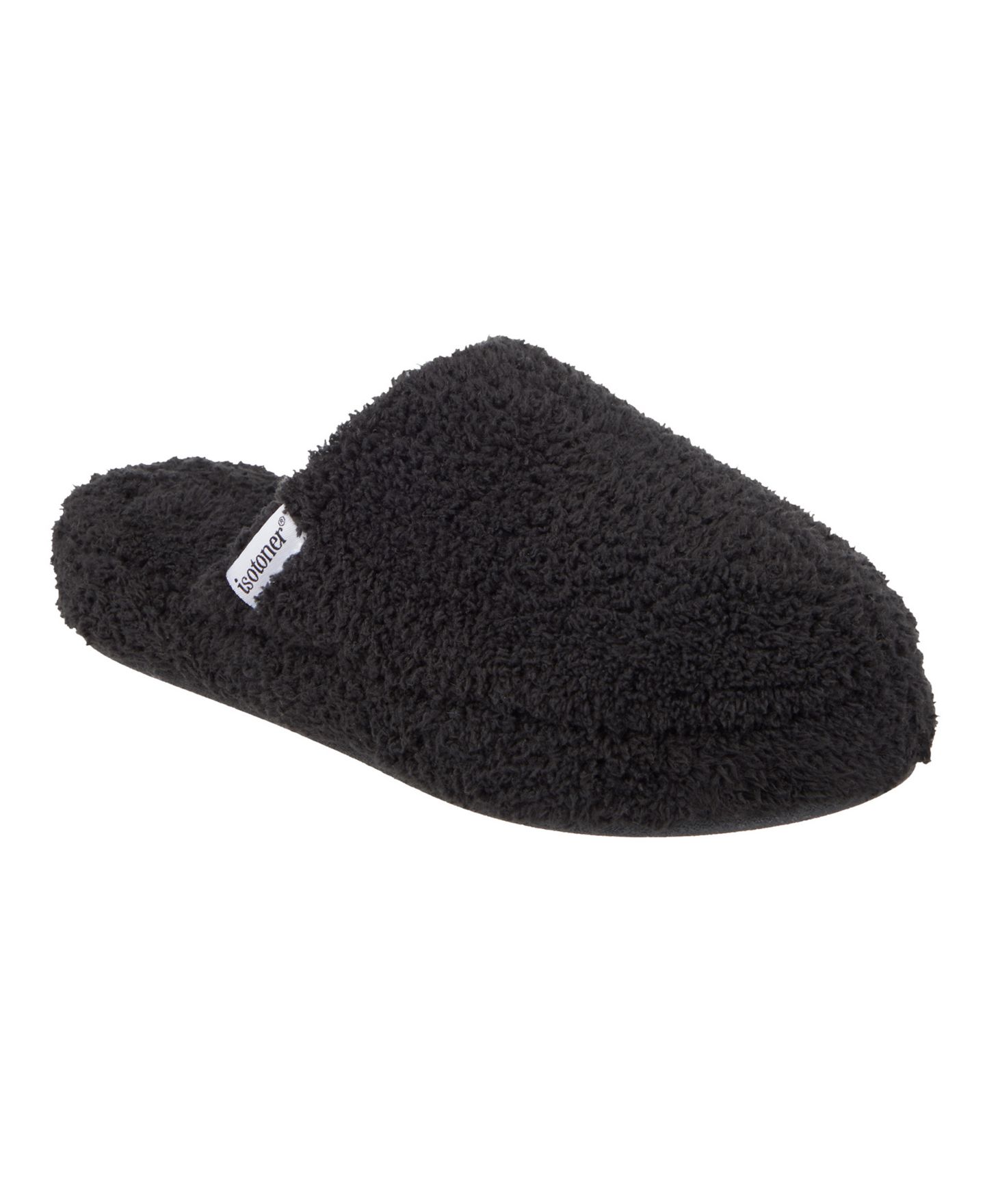 Женские сабо Isotoner Signature Cozy Plush Terry Knit Joey Clog Slippers, цвет: Чёрный — фото 1