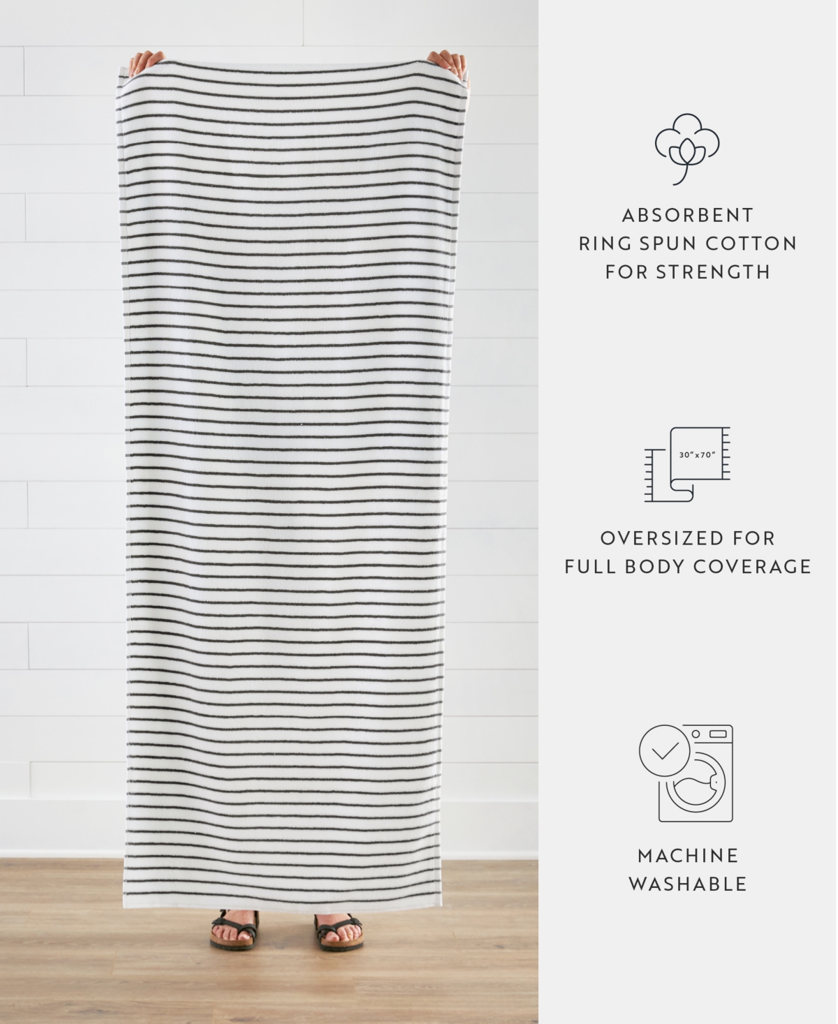 Ienjoy Home Cabana Stripe Cotton 2-pack Beach Towels, 30" X 70"