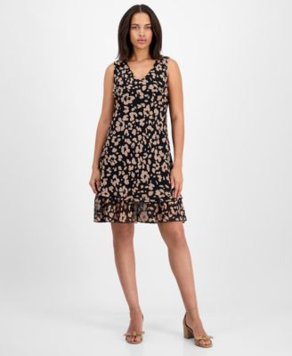 Robbie Bee - Petite Animal-Print V-Neck Sleeveless Dress