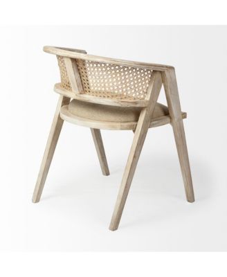 Curved Back Linen Upholstered Dining Arm Chair for Comfortable Home Seating