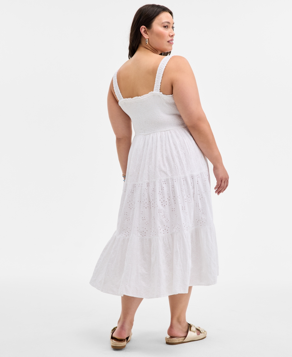 On 34th On 34 Trendy Plus Size Smocked Eyelet Maxi Dress, Exclusively At Macy's