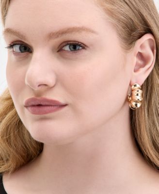 Medium Wavy C-Hoop Earrings, 1.29", Exclusively at Macy's