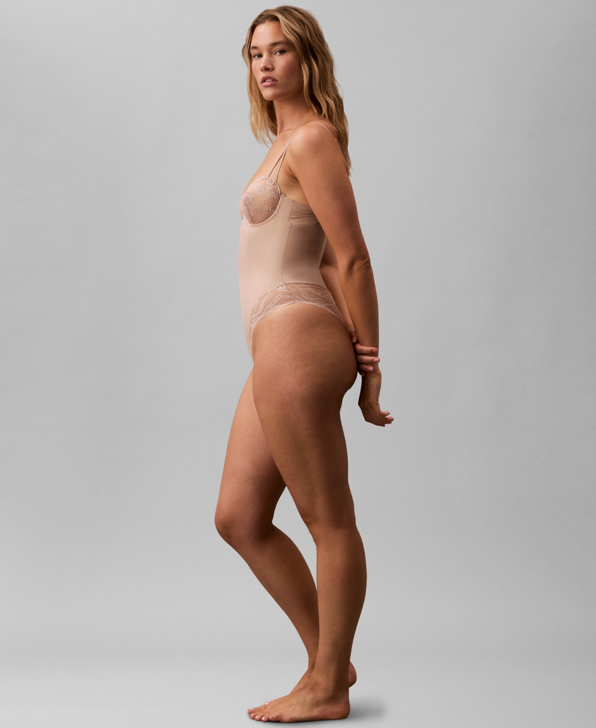 Shop Calvin Klein Women's Lace-trim Shapewear Bodysuit Qf8002