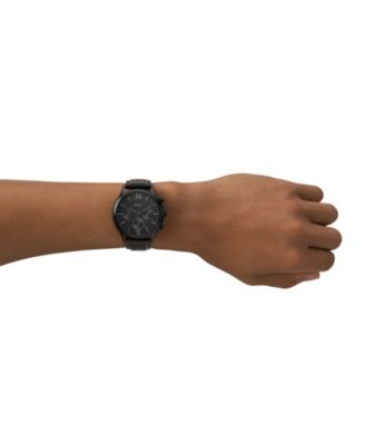 Men's Fenmore Multifunction Black Leather Watch, 44mm