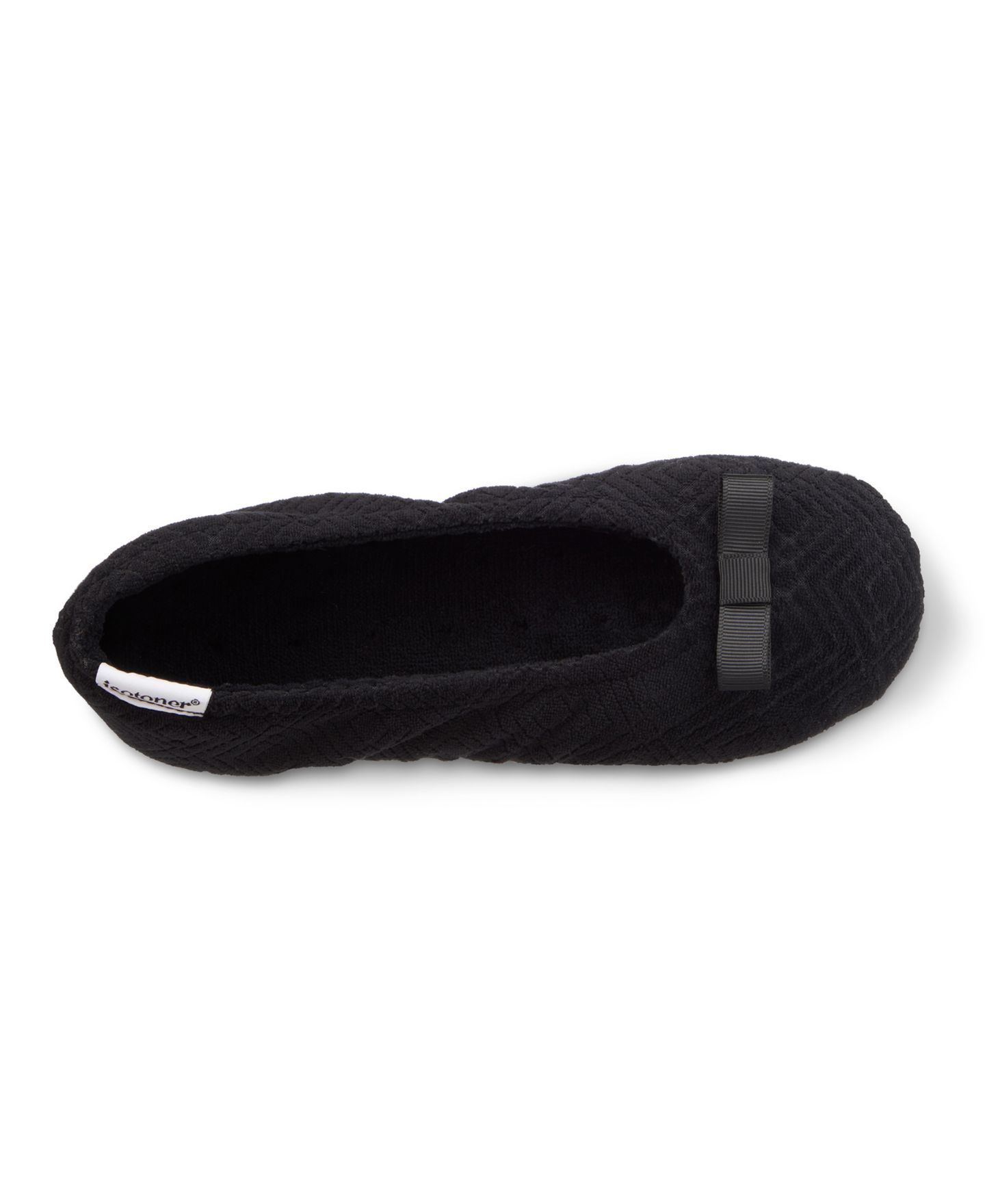 Женские тапочки Isotoner Signature Gemma Microterry Ballerina Slippers, цвет: Чёрный — фото 3