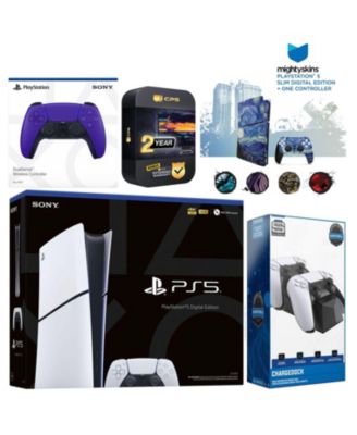Playstation 5 Slim Digital with Extra Chroma Pearl Controller, Charging Dock and MightySkins Decal Voucher + 2 Year CPS Extended Warranty