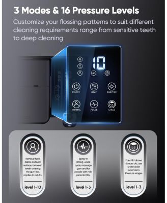 LP233 Pro UVC Sterilizable Countertop Water Flosser 800ML Tank Digital Display with a Water Filter 3 Modes and 6 Jet Tips (Lightning Silver)