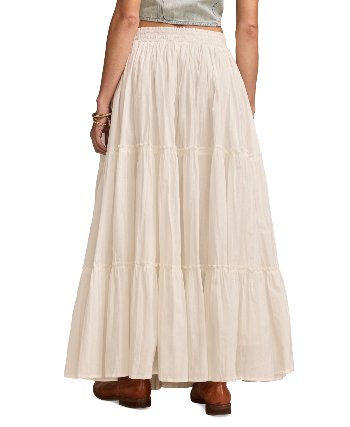 LUCKY BRAND WOMEN'S BROOMSTICK COTTON MAXI SKIRT 