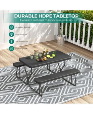 4.5ft Picnic Table with 2 Benches Heavy-Duty Table for 4-6 Person