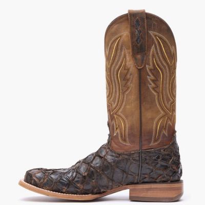 Men's Premium Exotics Dark Brown Pirarucu Western Boot
