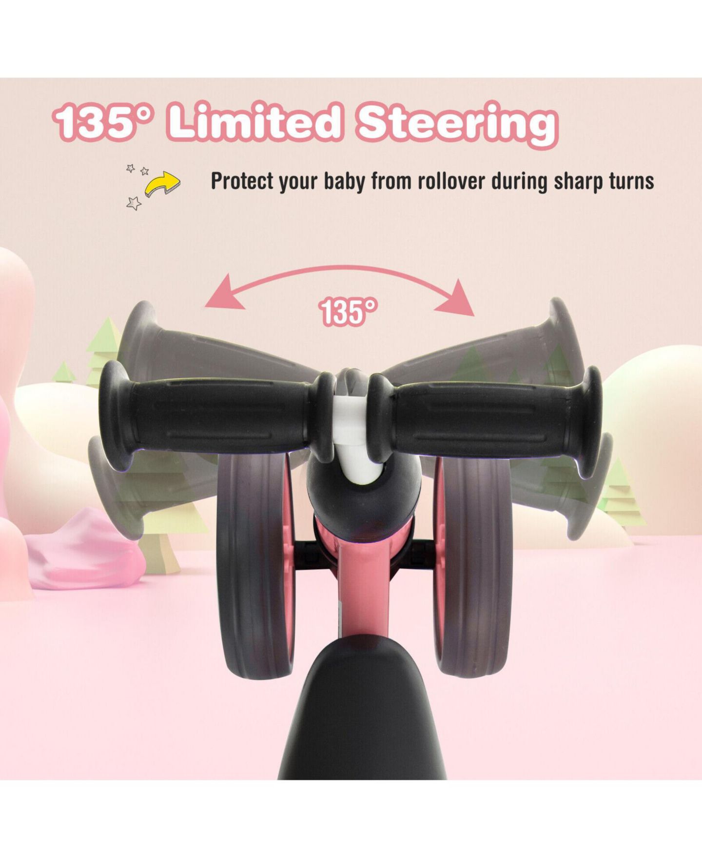 Детская игрушка Mecale 4-Wheel Lightweight Balance Bike, Ages 1-2, цвет: Розовый — фото 3