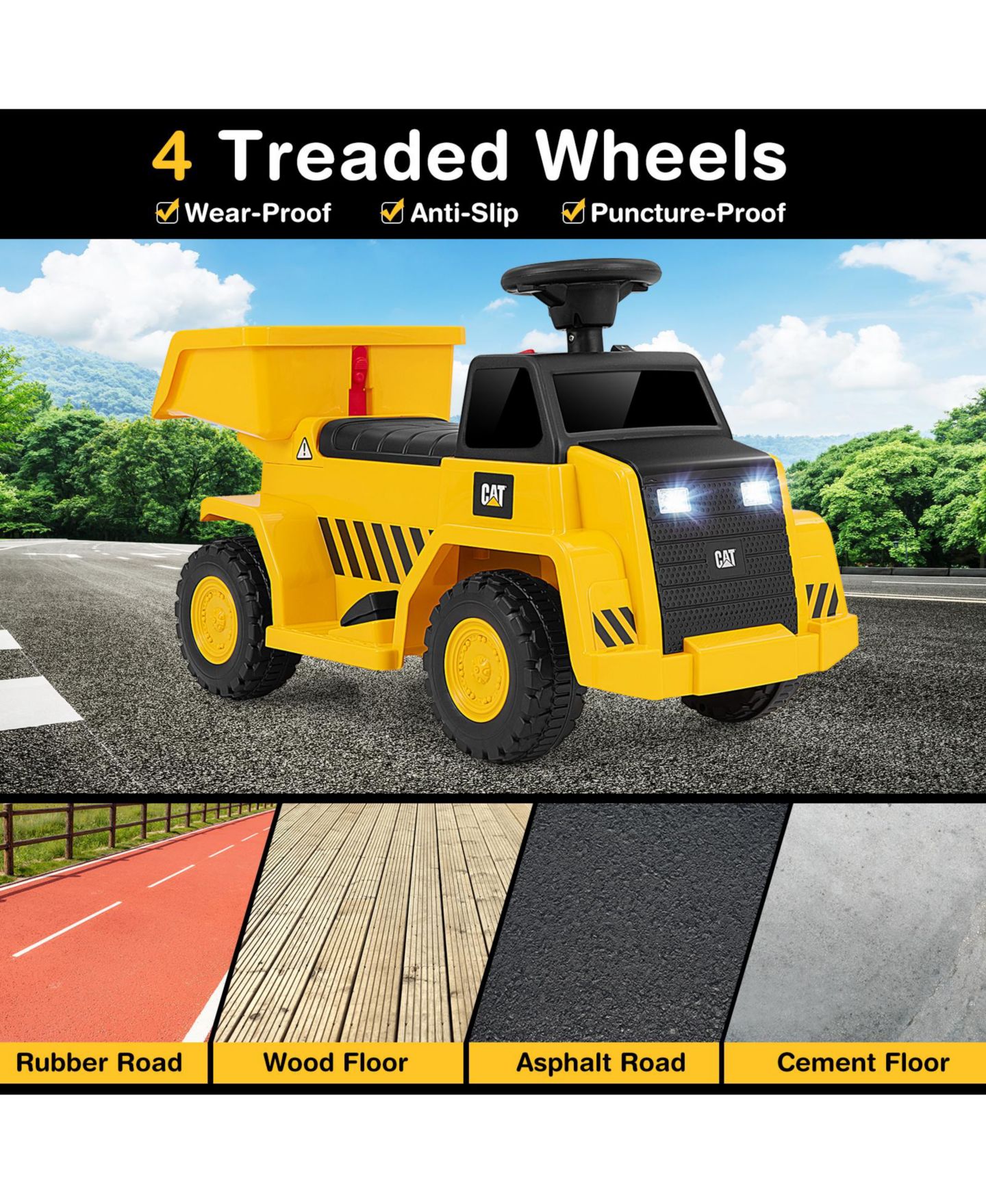 Детская игрушка Mecale 6V Electric Licensed Caterpillar Construction Vehicle with One-Button Start, цвет: Жёлтый — фото 8
