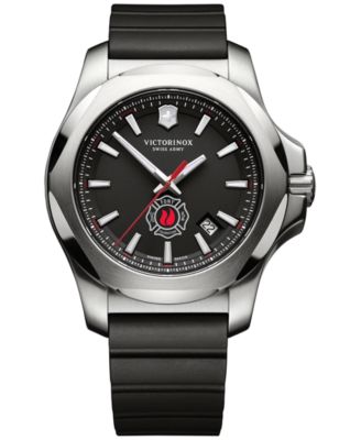Swiss Army - Men's Swiss I.N.O.X. FDNY Black Rubber Strap Watch 43mm 249104