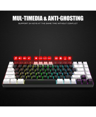 Wired Gaming Keyboard,84 key RGB Luminescent pluggable cable keyboard character Luminescent color keyboard (Black)