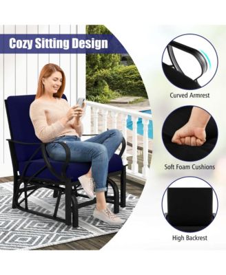 2 PCS Patio Rocking Chair with Cushion Heavy-Duty Metal Frame Smooth Glider Outdoor