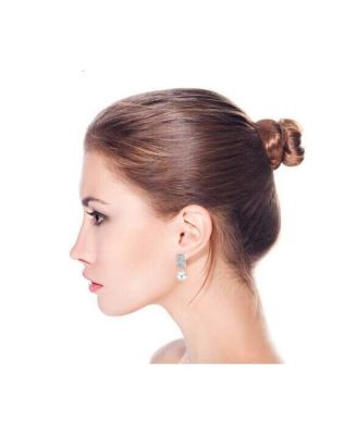 Elegant  Dangle Chandelier Earrings with CZ White Glass Ball Pearl Drops