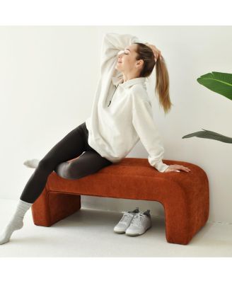 47" Velvet Upholstered Waterfall Bench, Modern Bed Bench for Living Room or Entryway