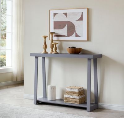 44 Inch Modern Wood Narrow Console Table with 2-Tier Storage Shelf for Entryway or Living Room, Slim Sofa Table for Hallway