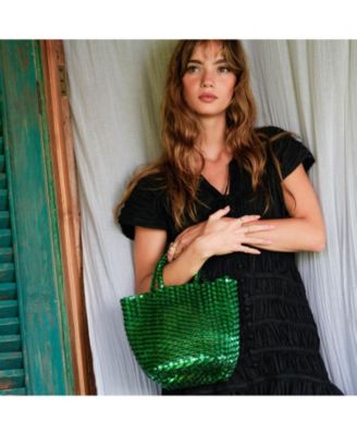 LA TOTE Metallic Bag In Green