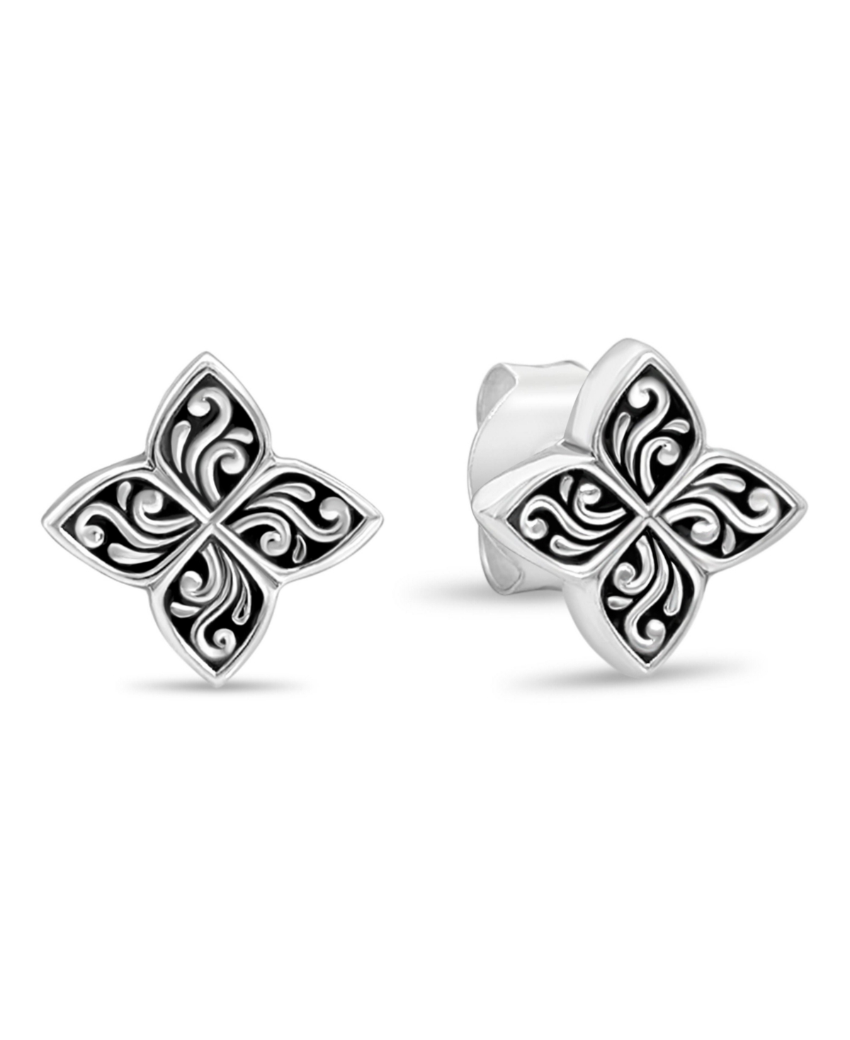 Clover Filigree Stud Earrings in Sterling Silver - Silver