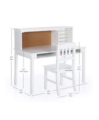 Kids' Media Desk with Hutch and Chair Set – Natural: Kids Table and Chair Set, Computer Desk with Storage Hutch, Kids Bedroom Furniture Set