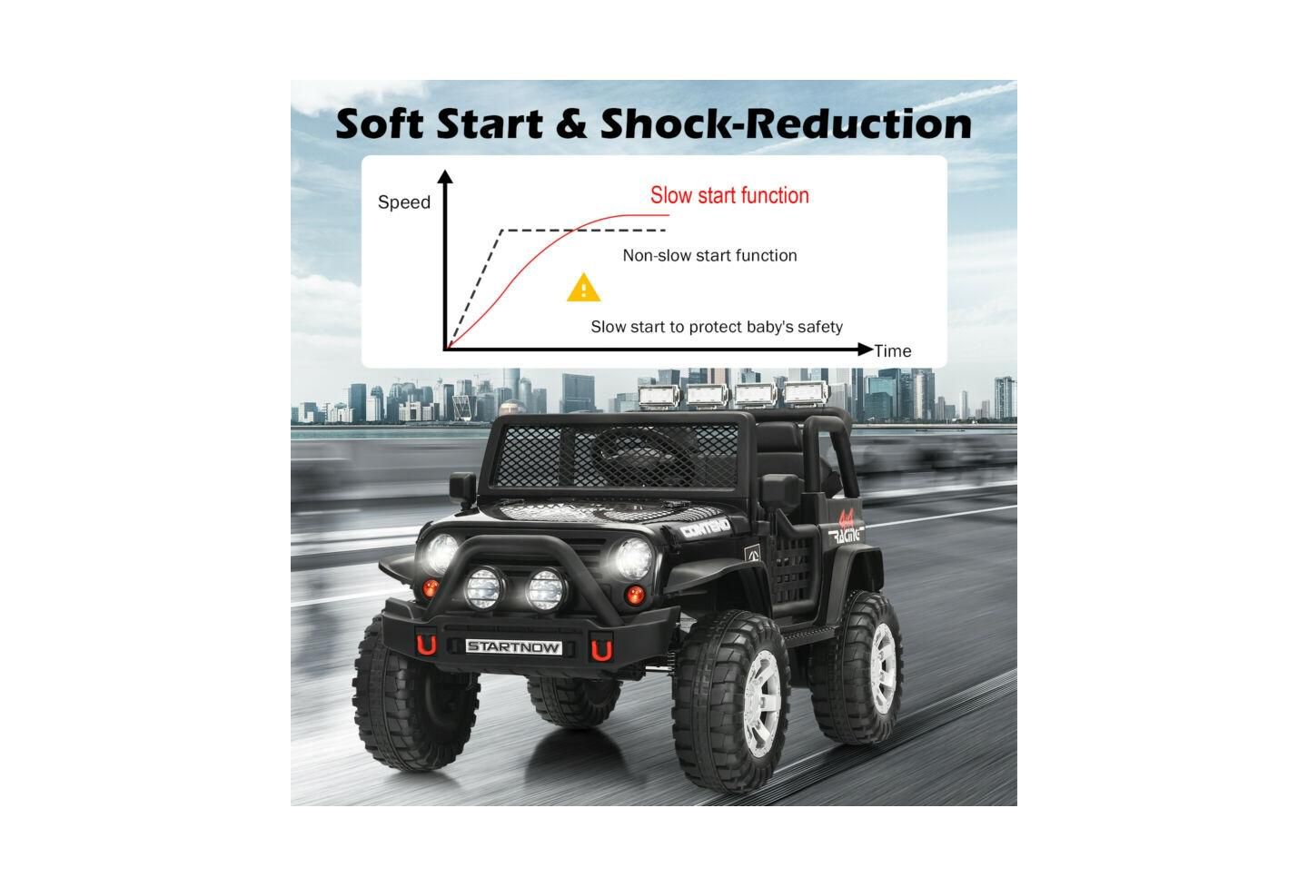 Детская игрушка Mecale 12V PP Remote-Control LED Lights Ride-On Truck, 110 Lbs Capacity, от 3 лет, цвет: Чёрный — фото 3