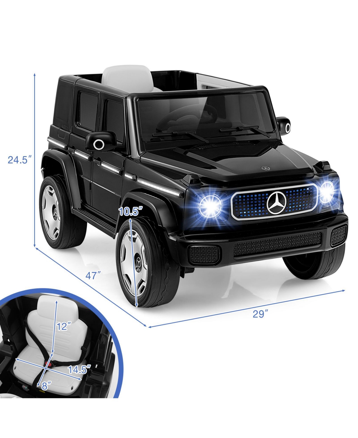 12V Licensed Mercedes-Benz Eqg Kids Ride On Car with Remote Control