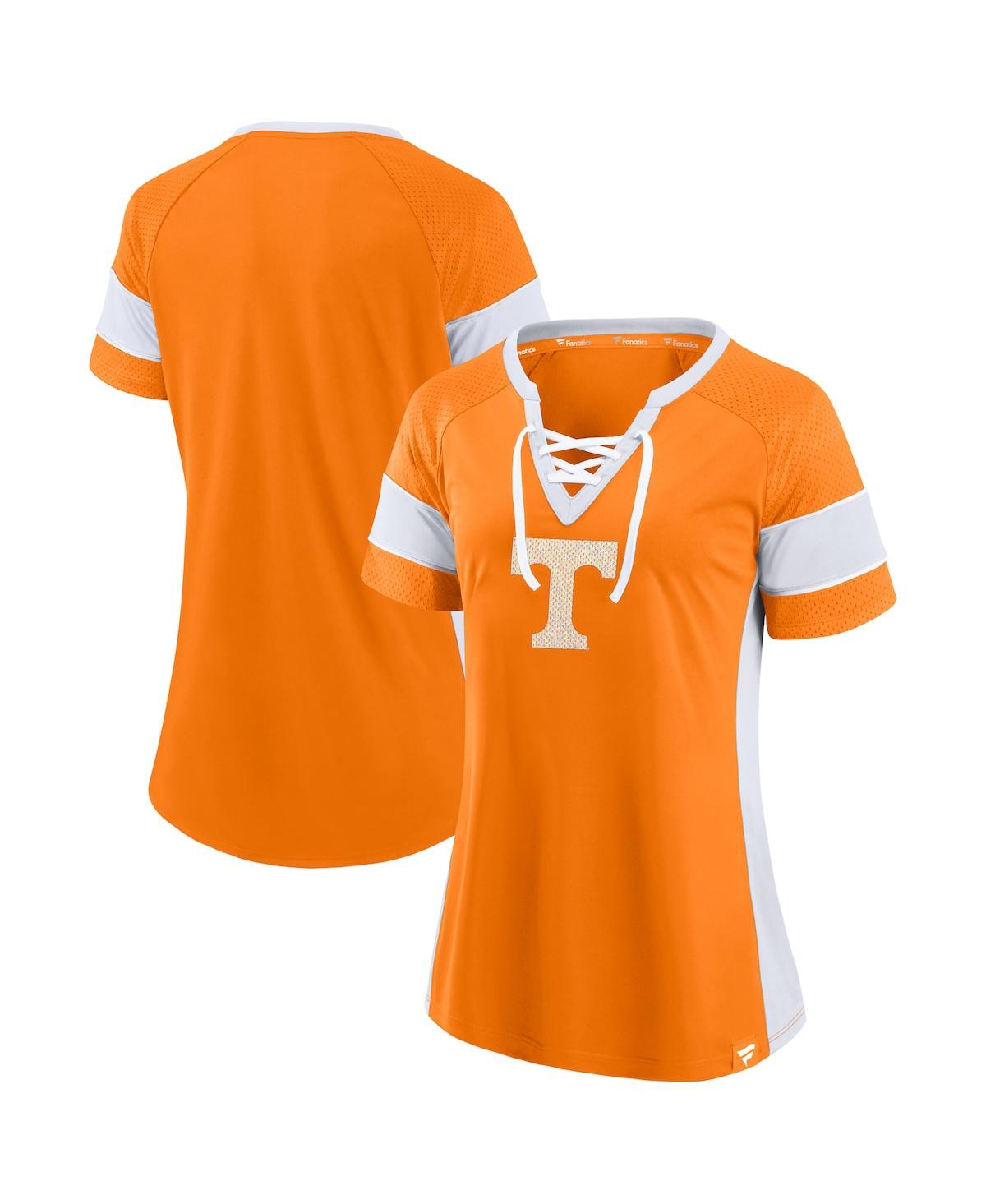 Fanatics Women's Tennessee Orange Tennessee Volunteers Unmasked Hero Block Party Athena Lace-up Top In Orange