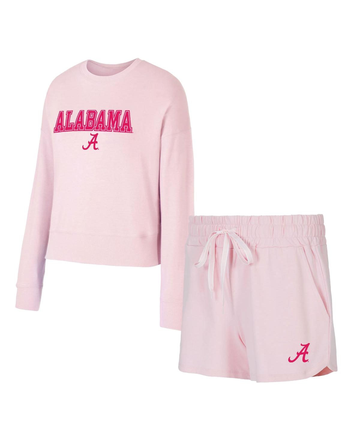 Concepts Sport Women's Pink Alabama Crimson Tide Elevation Tri-blend Long Sleeve Top And Shorts Set