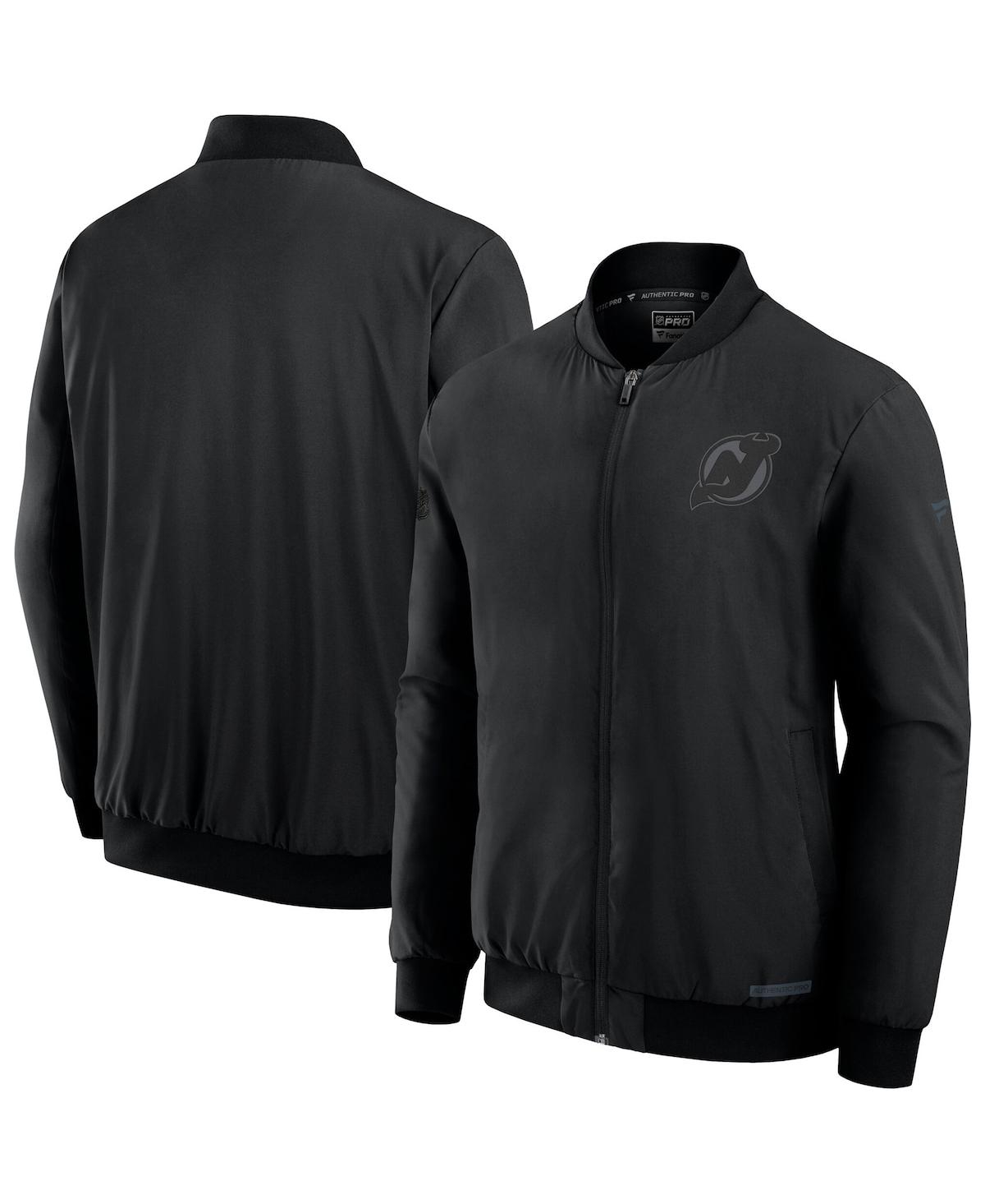 Fanatics Men's Black New Jersey Devils Authentic Pro Road Full-zip Bomber Jacket