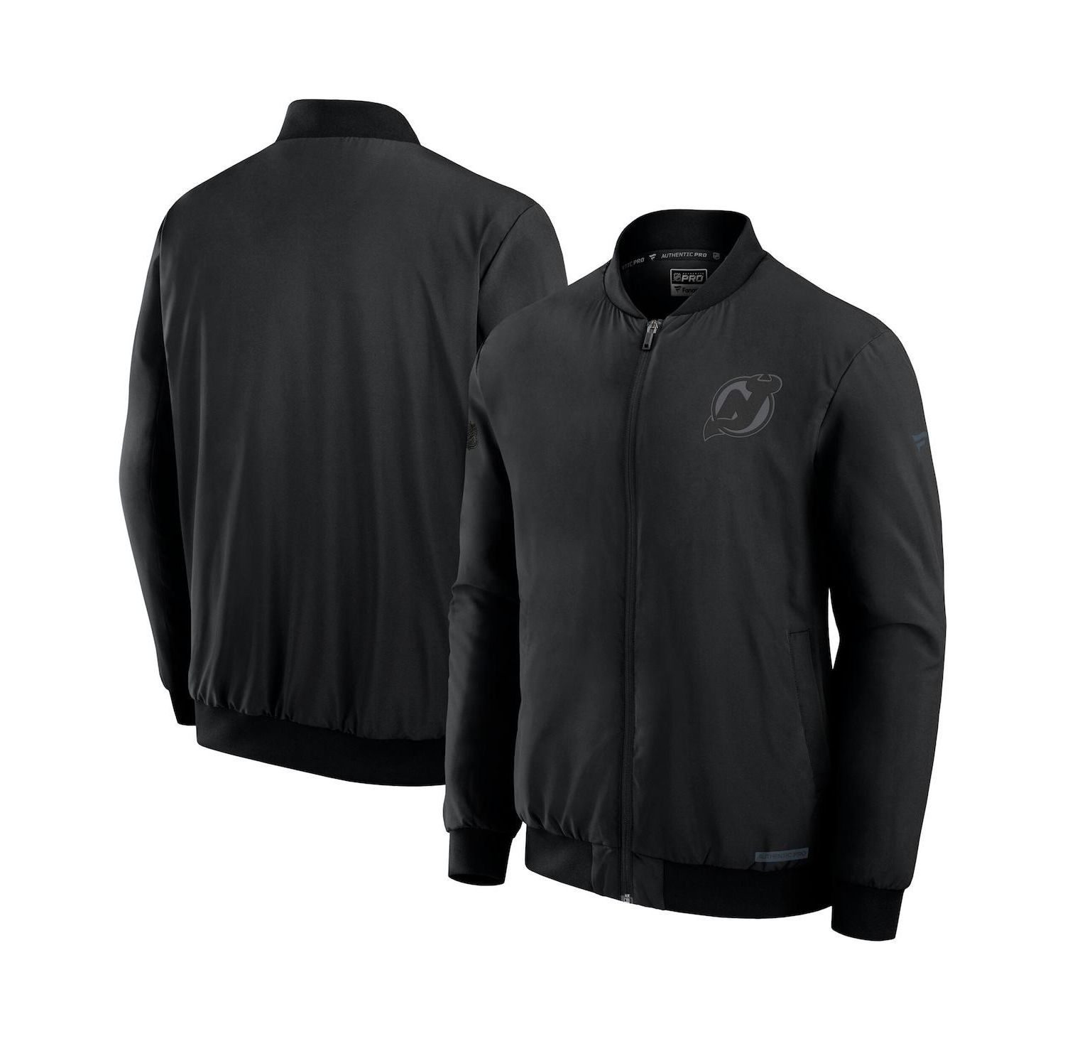 Men's Black New Jersey Devils Authentic Pro Road Full-Zip Bomber Jacket