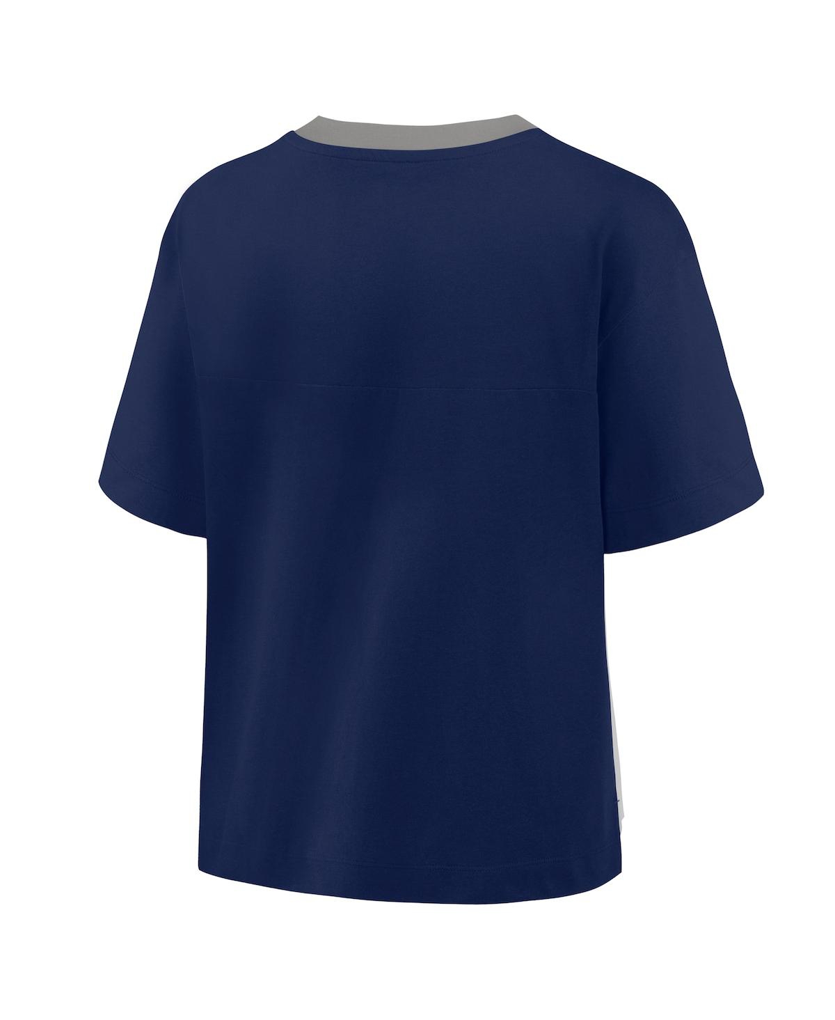 Fanatics Women's Navy/graphite New York Yankees Oversized Race To Win V-neck T-shirt