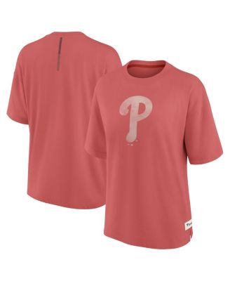 Fanatics - Women's Red Philadelphia Phillies Oversized Elements Raw Edge Future Ground T-Shirt