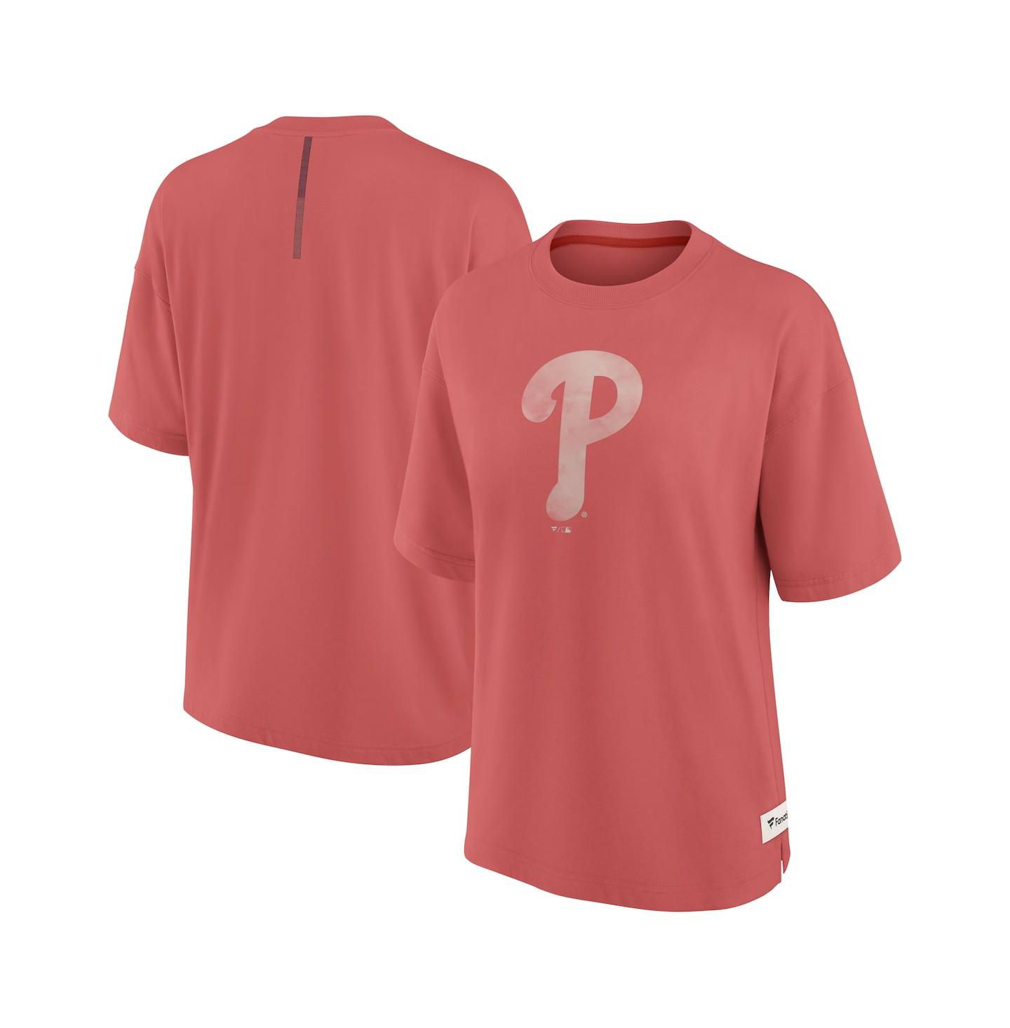 Женская футболка Fanatics Red Philadelphia Phillies Oversized Elements Raw Edge Future Ground — фото 1