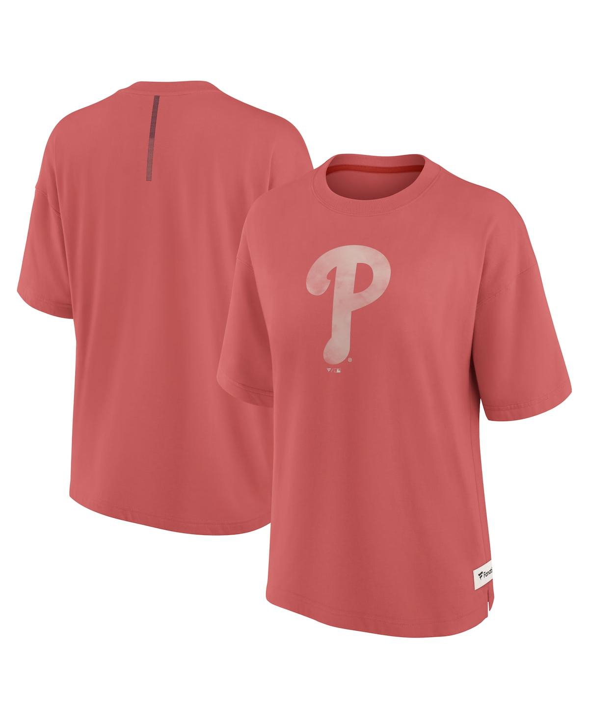 Fanatics Women's Red Philadelphia Phillies Oversized Elements Raw Edge Future Ground T-shirt