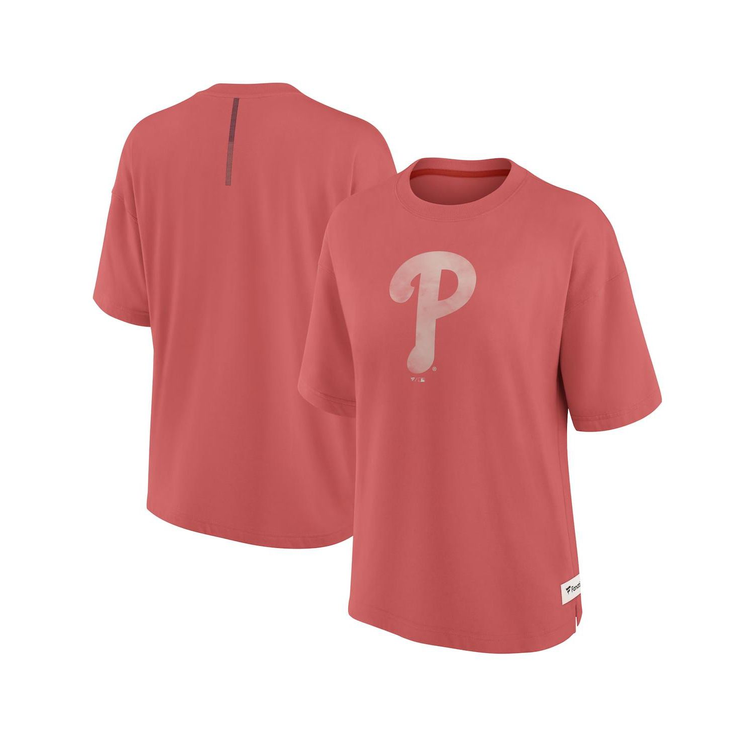 Women's Red Philadelphia Phillies Oversized Elements Raw Edge Future Ground T-Shirt
