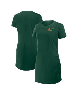 Fanatics - Women's Green Miami Hurricanes Ruched Drape T-Shirt Dress