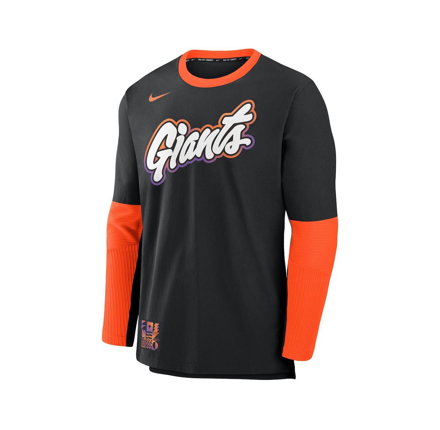Men's Black/Orange San Francisco Giants 2025 City Connect Authentic Collection Lightweight Player Tri-Blend Performance Long Sleeve T-Shirt