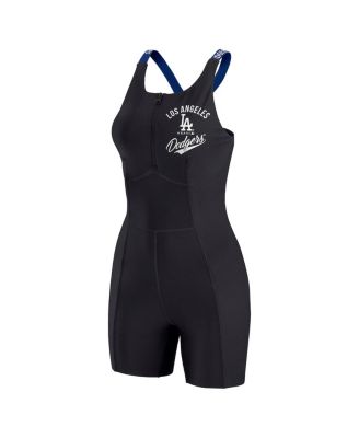 Women's Black Los Angeles Dodgers Bodycon Quarter-Zip Romper