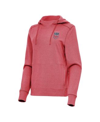 Antigua - Women's Heather Red USWNT Justice Pullover Hood