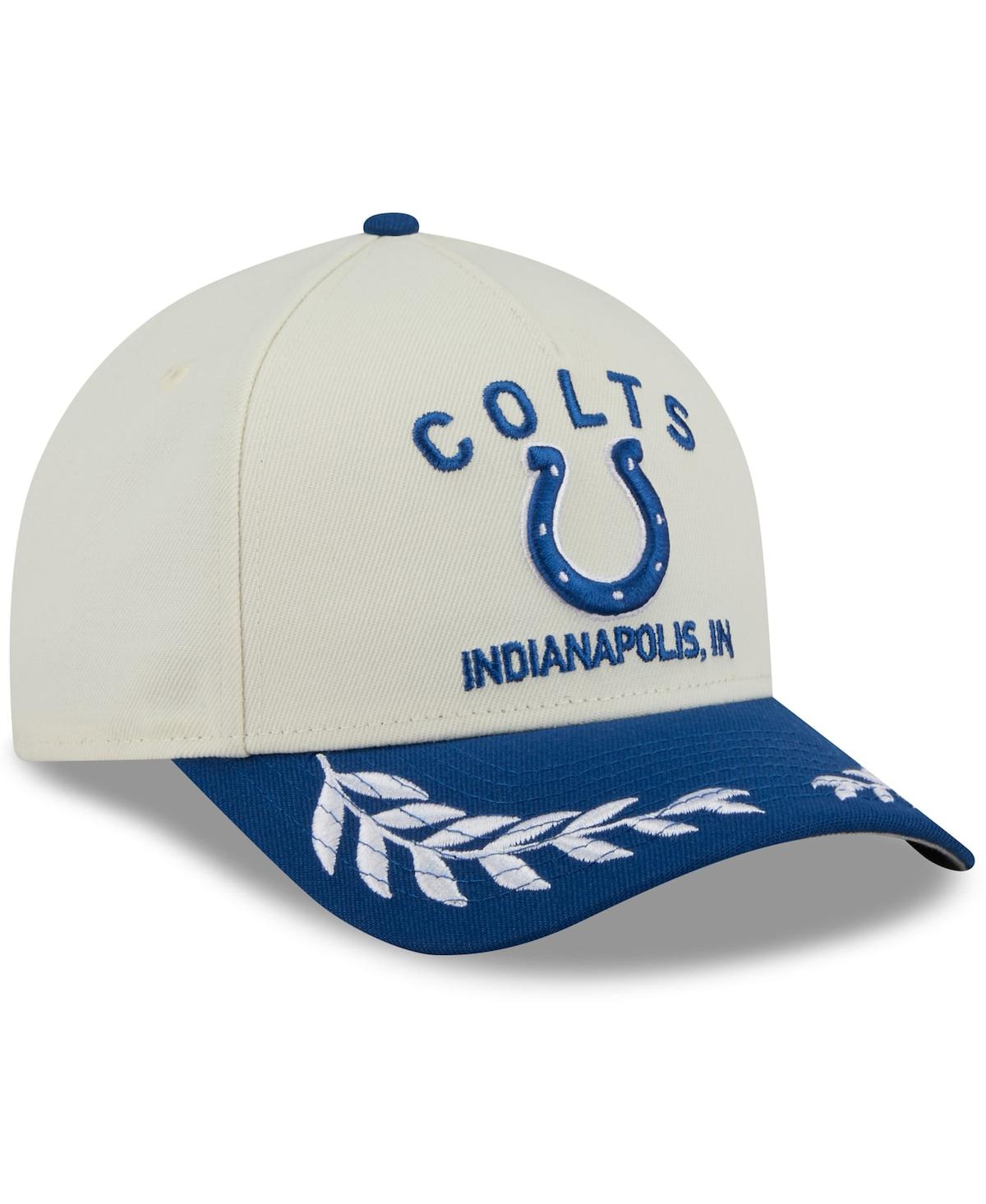 NEW ERA MEN'S CREAM/ROYAL INDIANAPOLIS COLTS 2025 NFL DRAFT 9FORTY A-FRAME M-CROWN ADJUSTABLE HAT 