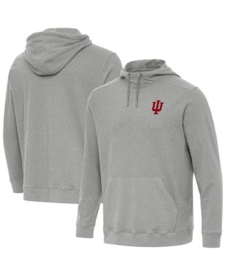 Antigua - Men's Heather Gray Indiana Hoosiers Cloud Pullover Hoodie